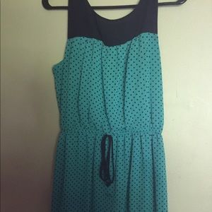 Teal polkadot dress